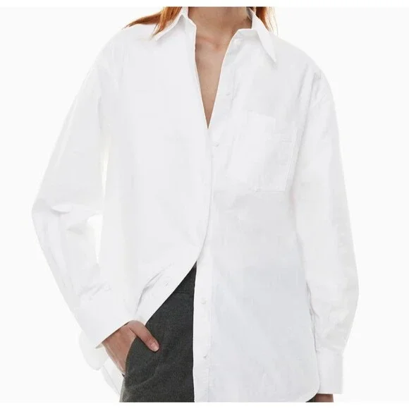 Wilfred Free Aritzia 100% Cotton Essential Oversized Oxford Shirt Button Down M - Picture 1 of 7